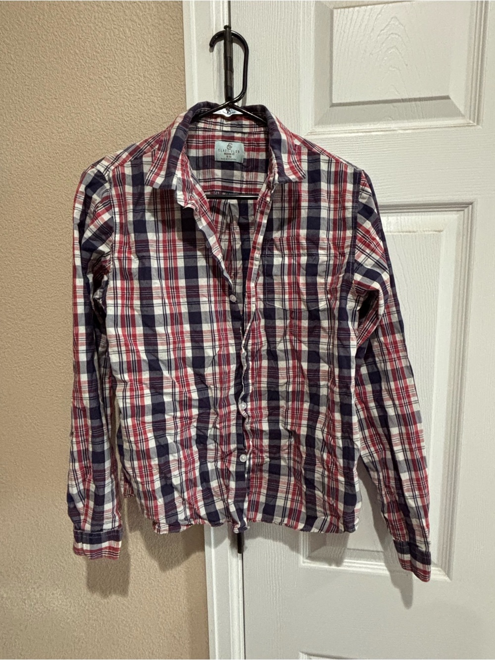 Class Club Boy’s Plaid Button-Down Shirt - Red, Navy & White